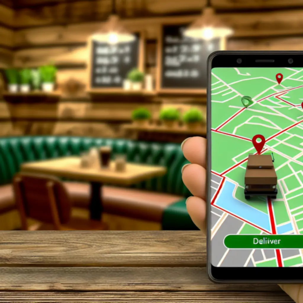 Pizzafutár útvonalának térképes megjelenítése