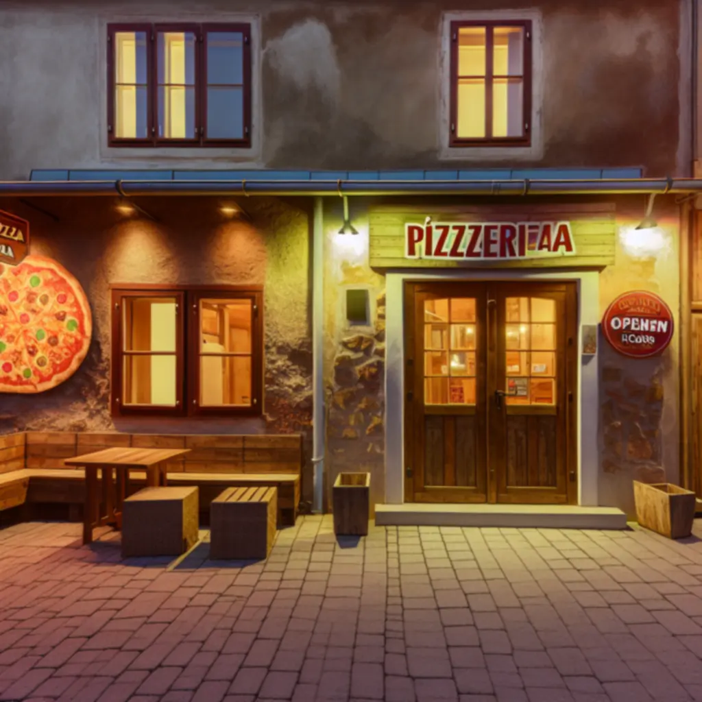Pizzaplace budapesti pizzéria külső nézete, meleg, hívogató hangulattal